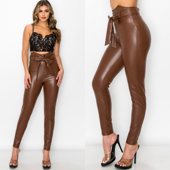 🆕High waisted skinny vegan leather pants - Picture 1 of 4